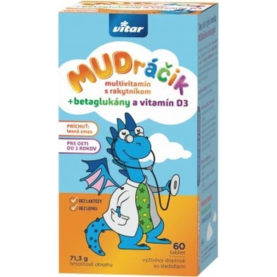 VITAR MUDráčik multivitamins with sea buckthorn 1×60 tbl, forest mix flavor