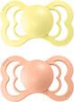 BIBS Supreme Schnuller aus Naturkautschuk Pfirsich/Sonnenschein 1&#215;2 St&#252;ck, Gr&#246;&#223;e 1