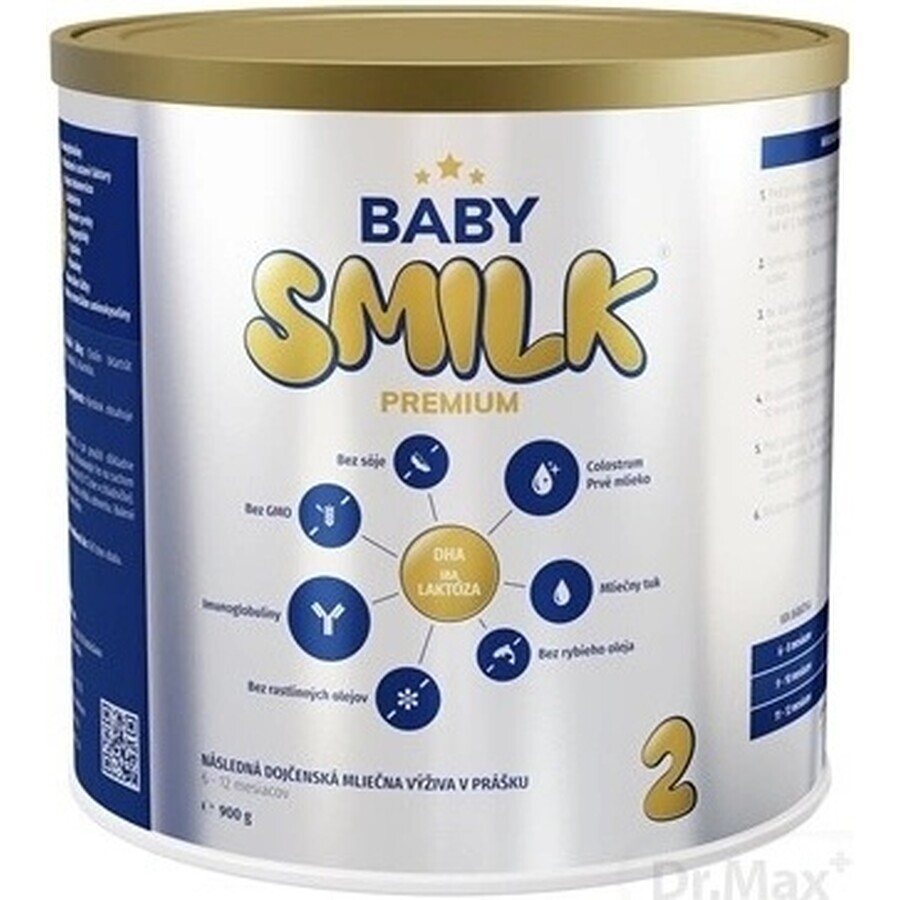 BABYSMILK PREMIUM 2 leche en polvo para lactantes con calostro (6 - 12 meses) 1×900 g, leche para lactantes a partir de 6 meses