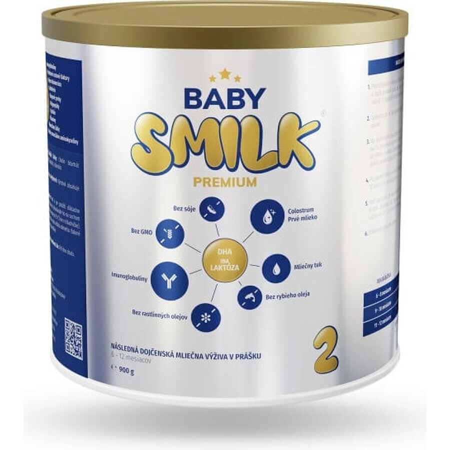 BABYSMILK PREMIUM 2 leche en polvo para lactantes con calostro (6 - 12 meses) 1×900 g, leche para lactantes a partir de 6 meses