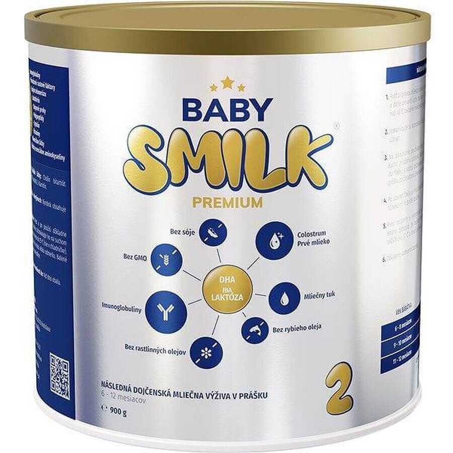 BABYSMILK PREMIUM 2 leche en polvo para lactantes con calostro (6 - 12 meses) 1×900 g, leche para lactantes a partir de 6 meses