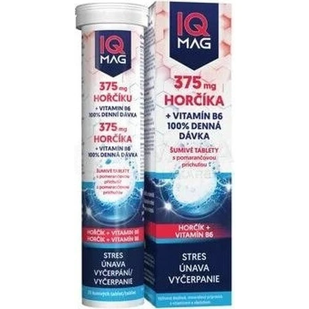 IQ MAG magnesium 375 mg+B6 sinaasappel 1×20 tbl, voedingssupplement
