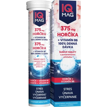 IQ MAG magnesium 375 mg+B6 sinaasappel 1×20 tbl, voedingssupplement