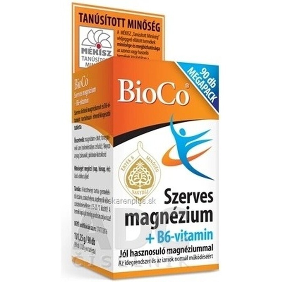 BioCo Organic magnesium + vitamin B6 MEGAPACK tbl tbl 1x90 pcs