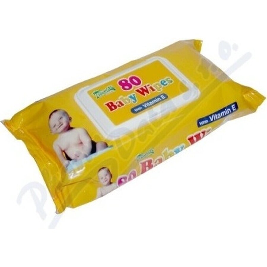 Toallitas para bebés con VITAMINA E 1×80 uds, toallitas de lana Toallitas para bebés con VITAMINA E 1×80 uds, toallitas de lana