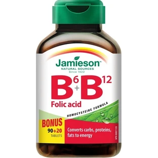 JAMIESON VITAMINA B6, B12 Y ÁCIDO FÓLICO 1×90+20 tbl, complemento alimenticio