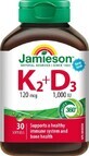 JAMIESON VITAMINES K2 120 &#181;g + D3 1000 IU 1&#215;30 cps, compl&#233;ment alimentaire