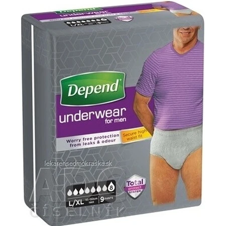 DEPEND SUPER L/XL pour hommes 1x9 pcs, slips élastiques, tour de hanches 95-150 cm