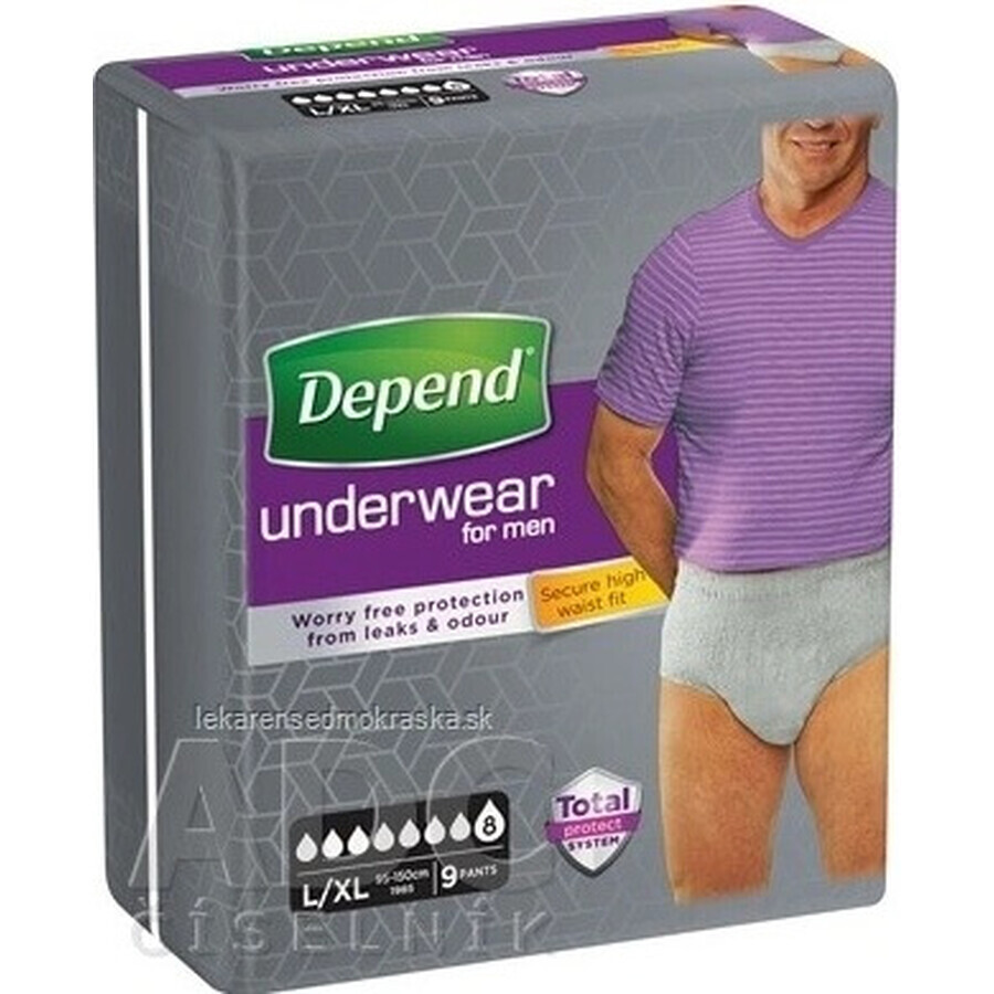 DEPEND SUPER L/XL für Männer 1x9 Stück, elastische Slips, Hüftumfang 95-150 cm