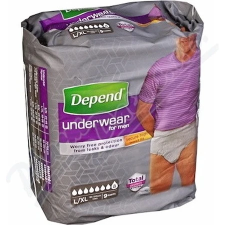 DEPEND SUPER L/XL pour hommes 1x9 pcs, slips élastiques, tour de hanches 95-150 cm