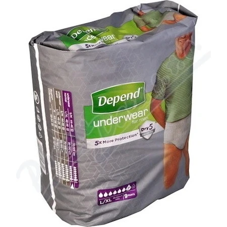 DEPEND SUPER L/XL pour hommes 1x9 pcs, slips élastiques, tour de hanches 95-150 cm