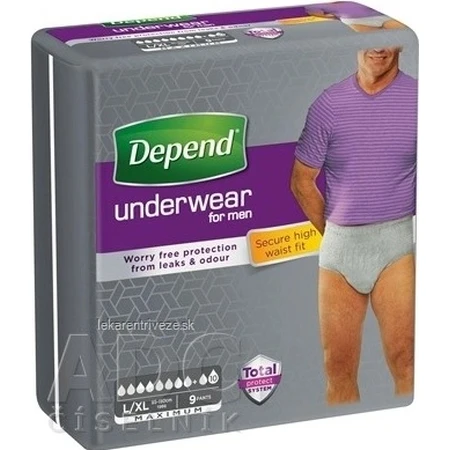 DEPEND SUPER L/XL pour hommes 1x9 pcs, slips élastiques, tour de hanches 95-150 cm
