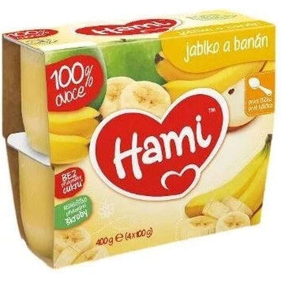 Hami fruit food 100% fruit Apples and bananas 4×100 g, first spoonful (from the end of the 4th month)