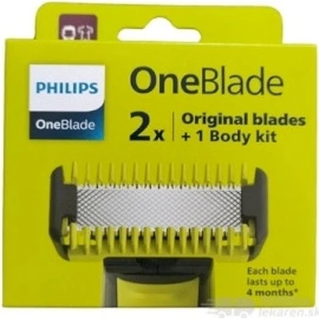 Philips OneBlade QP624/50 360 Ersatzklingen für Gesicht und Körper + Körperkamm und Intimaufsatz 1×1 Stück, Ersatzklingen