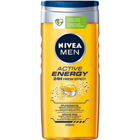 NIVEA Men Active Energy Shower Gel 1×250 ml, hydrate la peau
