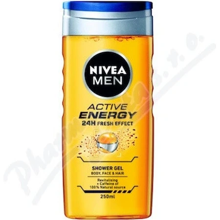 NIVEA Men Active Energy Shower Gel 1×250 ml, hydrate la peau