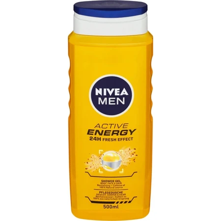 NIVEA Men Active Energy Shower Gel 1×250 ml, hydrate la peau