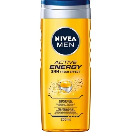 NIVEA Men Active Energy Shower Gel 1×250 ml, hydrate la peau