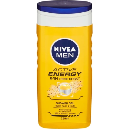 NIVEA Men Active Energy Shower Gel 1×250 ml, hydrate la peau