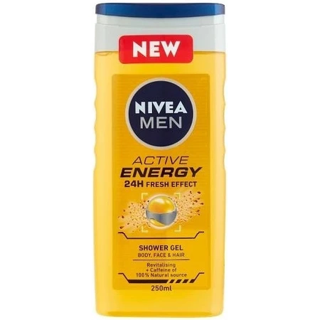 NIVEA Men Active Energy Shower Gel 1×250 ml, hydrate la peau
