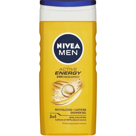 NIVEA Men Active Energy Shower Gel 1×250 ml, hydrate la peau
