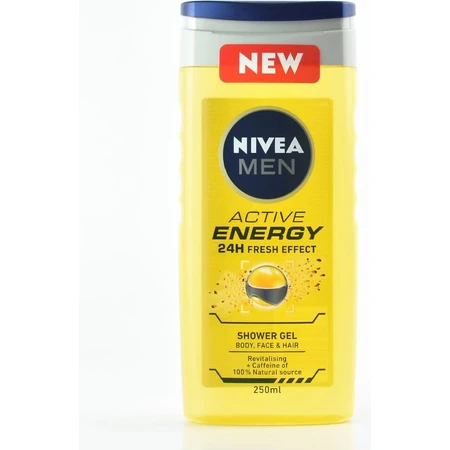 NIVEA Men Active Energy Shower Gel 1×250 ml, hydrate la peau