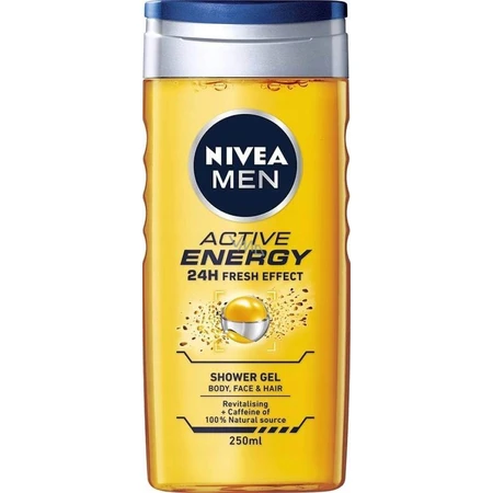 NIVEA Men Active Energy Shower Gel 1×250 ml, hydrate la peau