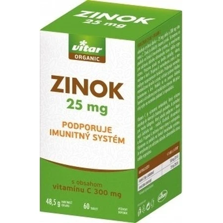 VITAR ORGANIC Zink 25 mg 1×60 tbl, met vitamine C