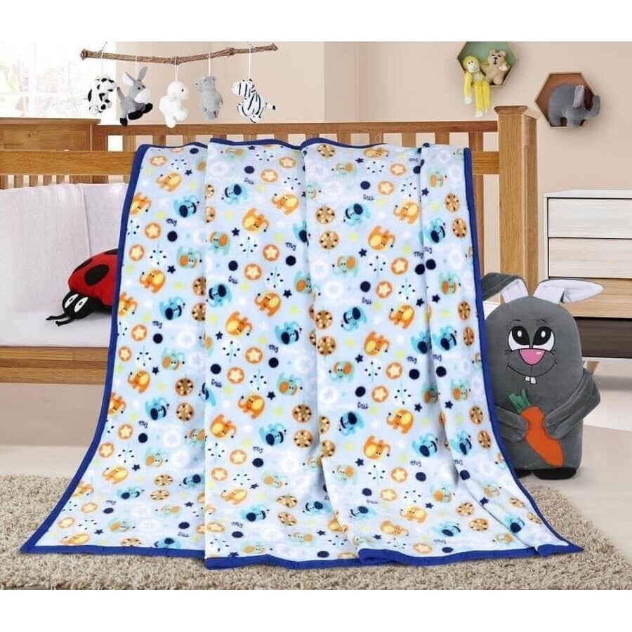Babydecke ELLA 1003/163 N 100x155cm blauer Elefant 1×1 Stück, Babydecke