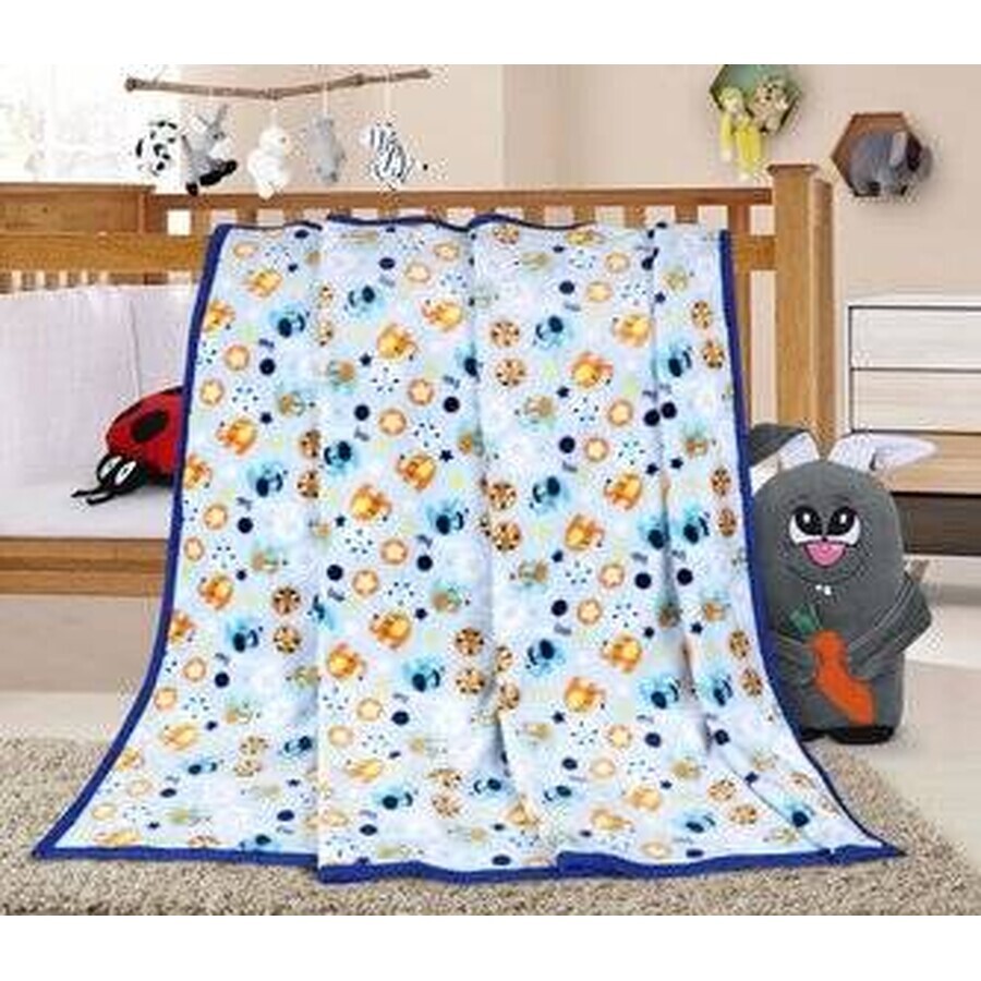 Babydecke ELLA 1003/163 N 100x155cm blauer Elefant 1×1 Stück, Babydecke