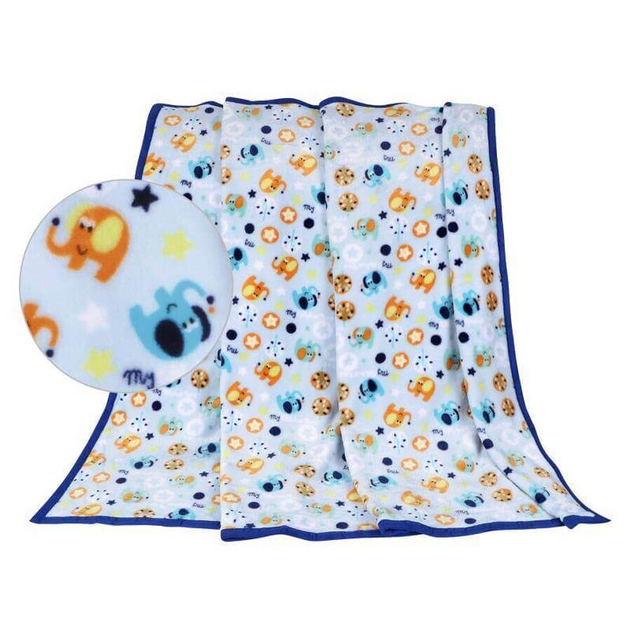 Babydecke ELLA 1003/163 N 100x155cm blauer Elefant 1×1 Stück, Babydecke
