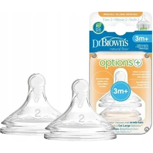 Dr.BROWN'S OPTIONS+ NIVEL 2 1×2, cuello ancho, silicona, 3M+.