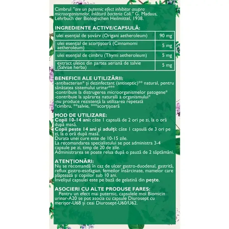 Biomicin Urinar, A20, 15 Kapseln, Fares