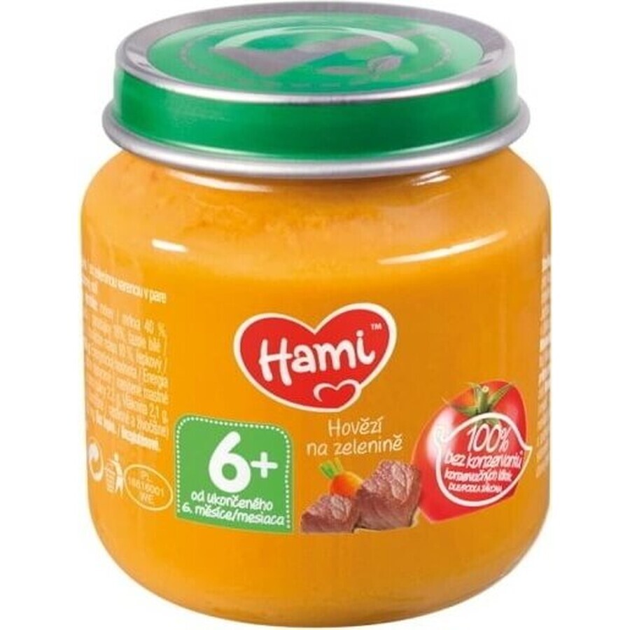 Hami rundvlees met groenten 1×125 g, (vanaf einde 6e maand) Hami rundvlees met groenten 1×125 g, (vanaf einde 6e maand)