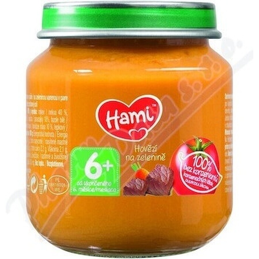 Hami rundvlees met groenten 1×125 g, (vanaf einde 6e maand) Hami rundvlees met groenten 1×125 g, (vanaf einde 6e maand)