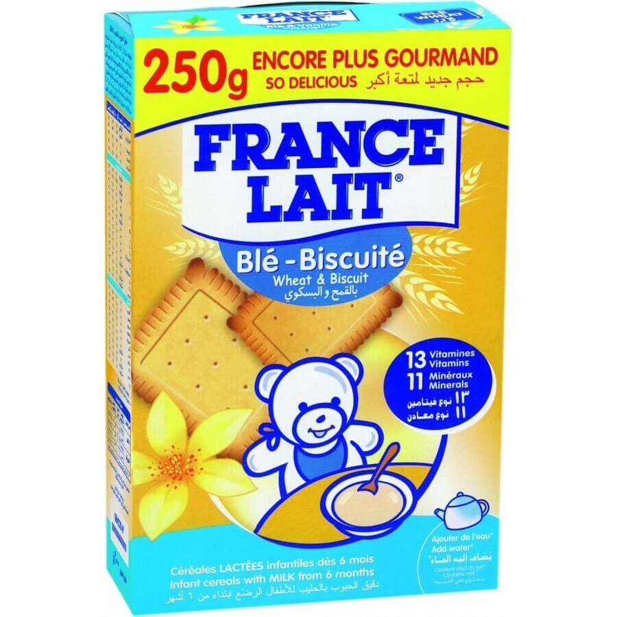 FRANCE LAIT porridge di grano con latte, biscotti 1×250g, porridge di latte