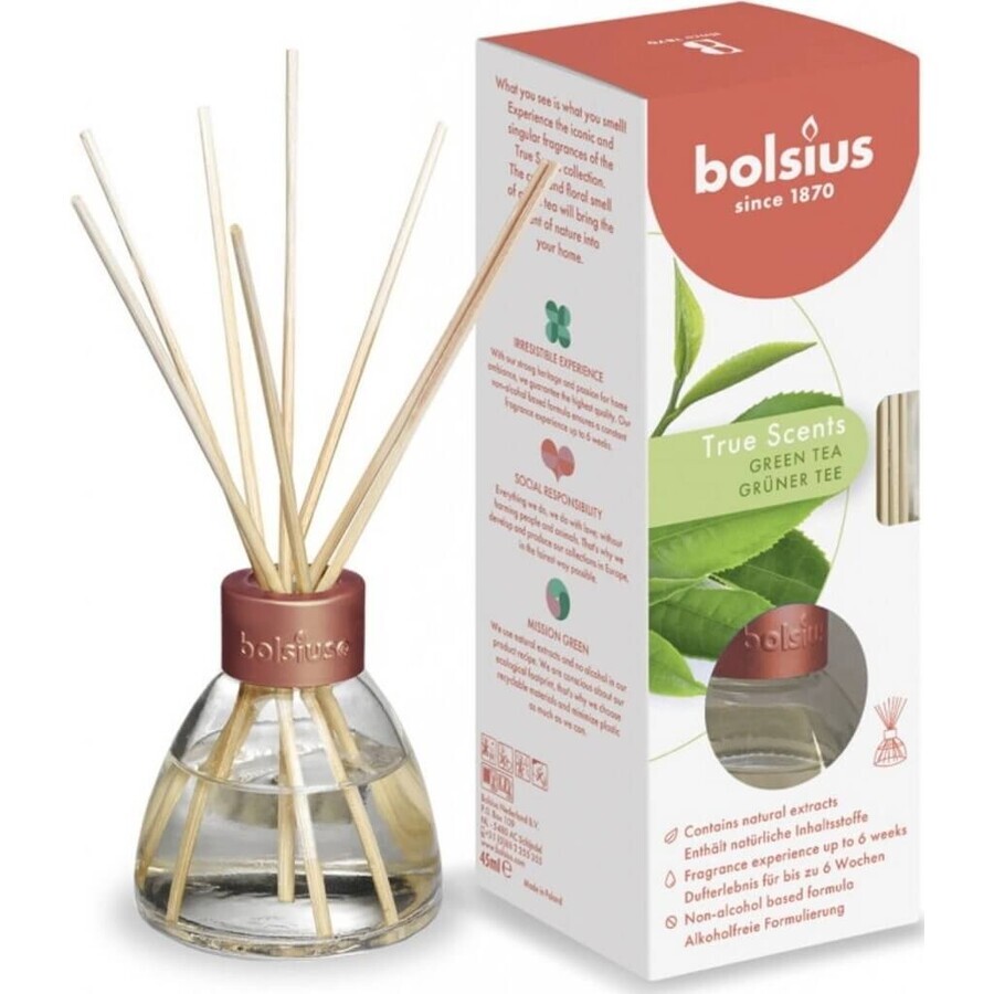 Bolsius Aromatic 2.0 Green Tea Diffuser Scented Sticks 1×45 ml, fragrance for apartment Bolsius Aromatic 2.0 Green Tea Diffuser Scented Sticks 1×45 ml, fragrance for apartment