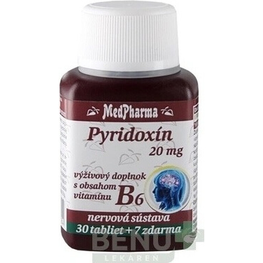 MedPharma PYRIDOXIN 20 mg (vitamina B6) 1×37 tbl, 30+7 gratuito