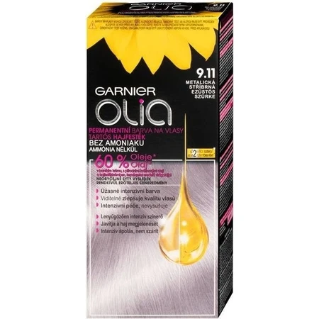 Garnier Olia tinte permanente 9.11 plata metalizado 1×1, tinte permanente