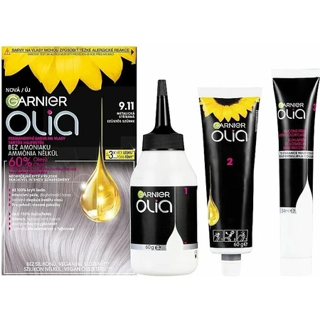 Garnier Olia tinte permanente 9.11 plata metalizado 1×1, tinte permanente