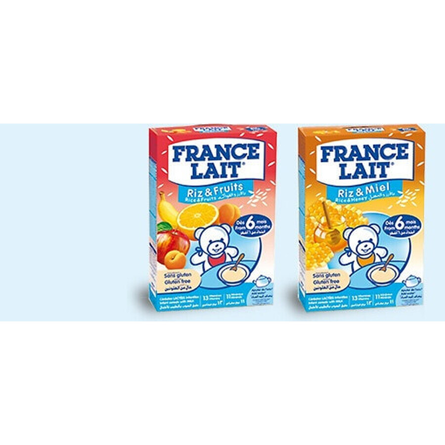 FRANCE LAIT terci de orez cu lapte și fructe 1×250g, terci de lapte pentru copii