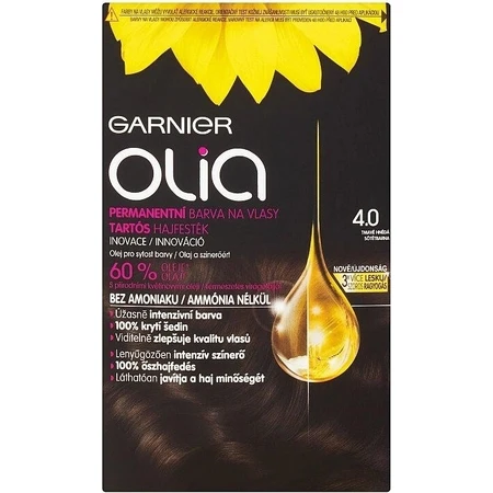 Garnier Olia Permanente Haarfarbe 4.0 Dunkelbraun 1×1 Set, permanente Haarfarbe