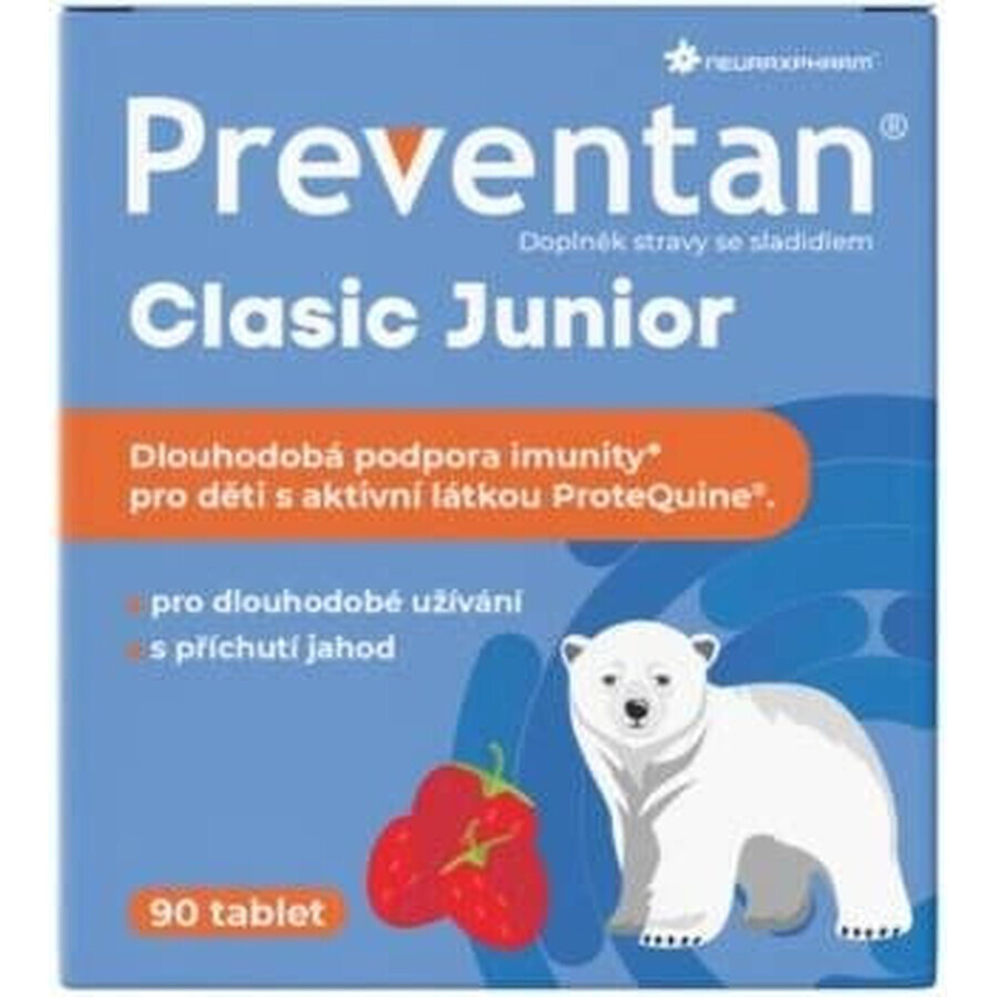 Neuraxpharm Preventan Clasic Junior, aromă de căpșuni, 90 tbl 1×90 tbl, supliment alimentar