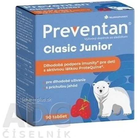 Neuraxpharm Preventan Clasic Junior, aardbeiensmaak, 90 tbl 1×90 tbl, voedingssupplement
