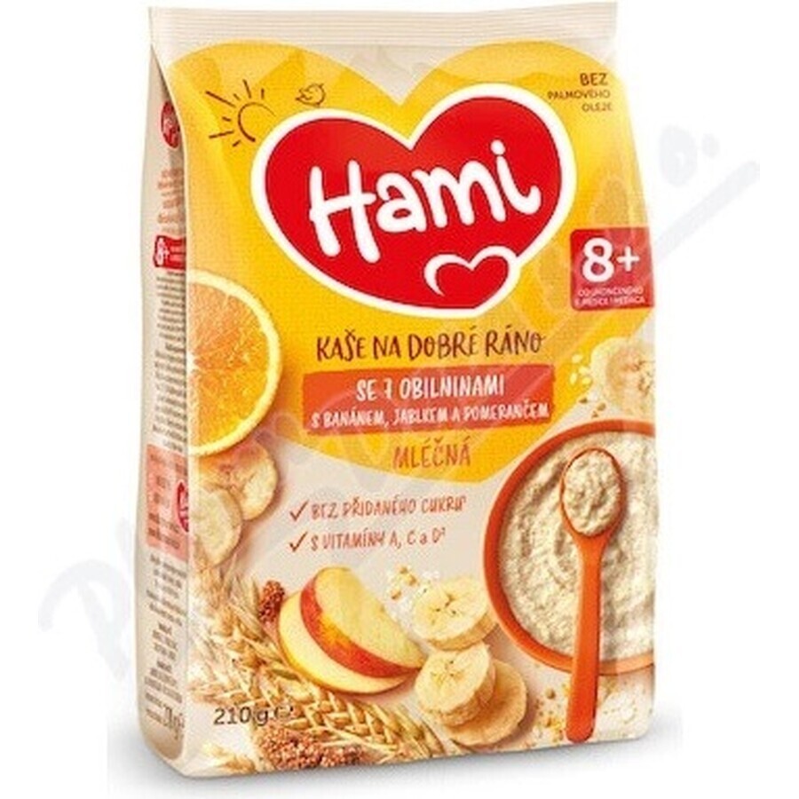 HAMI Porridge ai 7 cereali con banana, mela e arancia 1×210 g, porridge di frutta