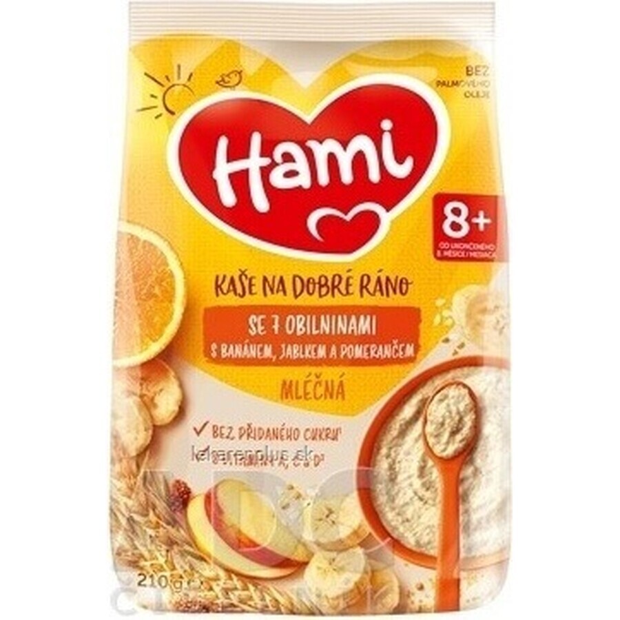 HAMI Porridge ai 7 cereali con banana, mela e arancia 1×210 g, porridge di frutta