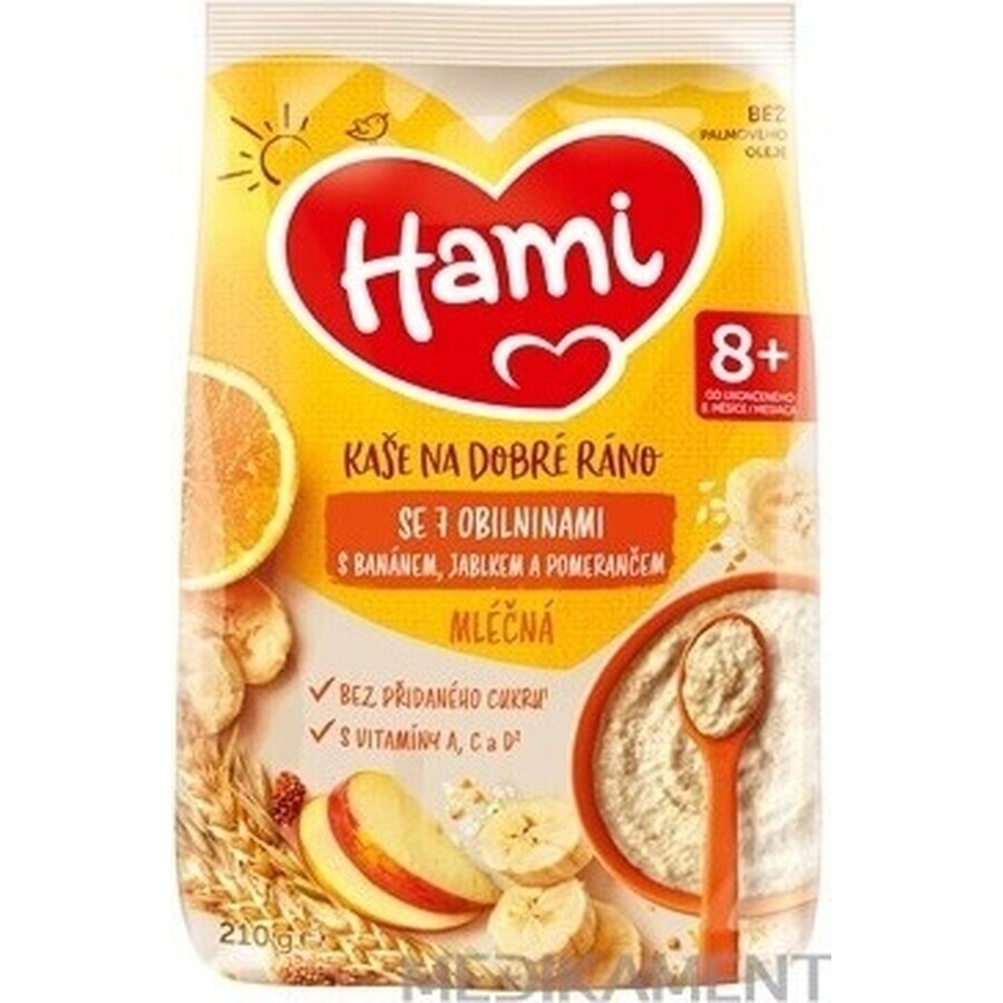 HAMI Porridge ai 7 cereali con banana, mela e arancia 1×210 g, porridge di frutta