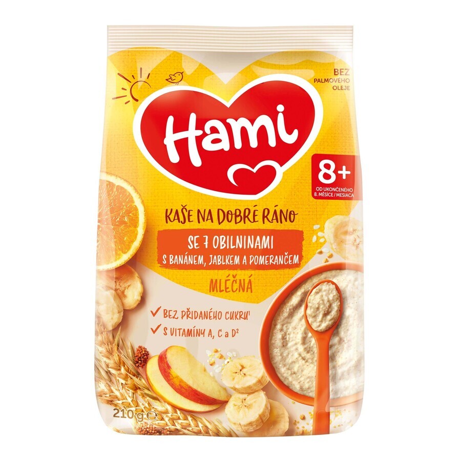 HAMI Porridge ai 7 cereali con banana, mela e arancia 1×210 g, porridge di frutta