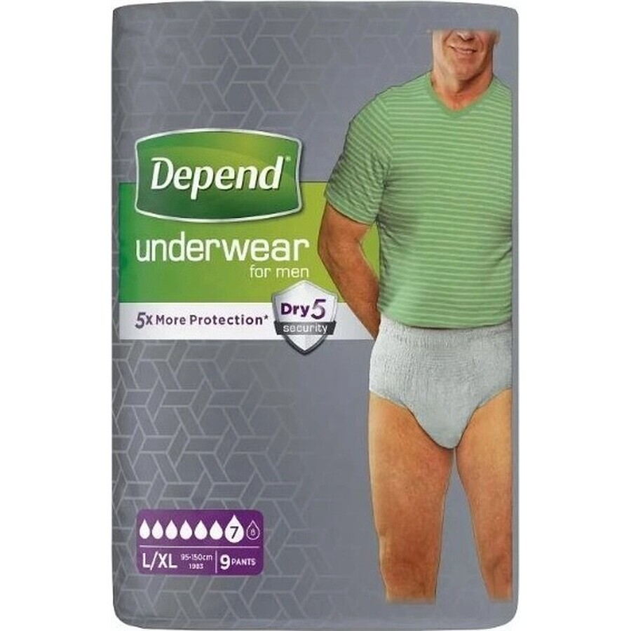 DEPEND NORMAL L/XL for men 1×9 pcs, stretchy briefs