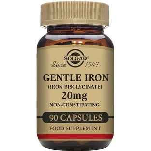 Solgar Gentle Iron 20 mg Iron (ferrous bisglycinate) Gentle for Stomach 90 capsules 1×90 cps, dietary supplement